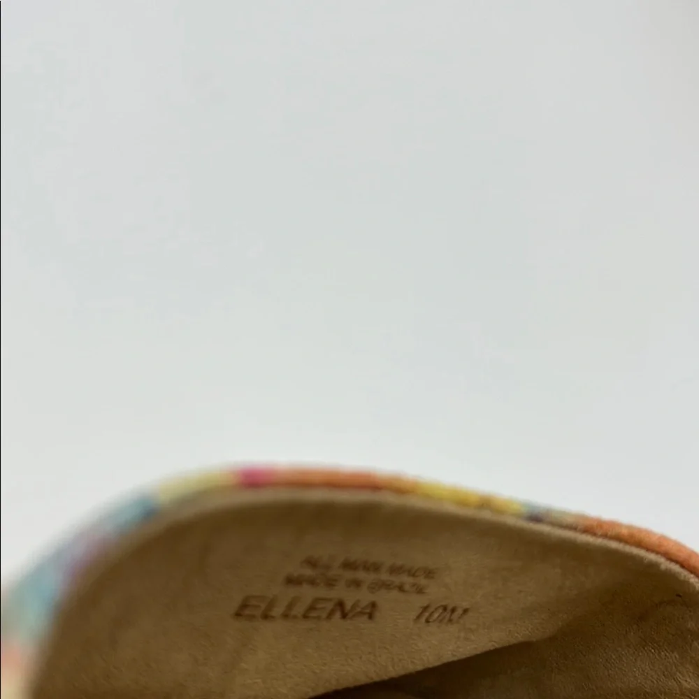 Michelle D Ellena Wedge Women's 10M Floral Slip On Peep Tow Yellow Pink